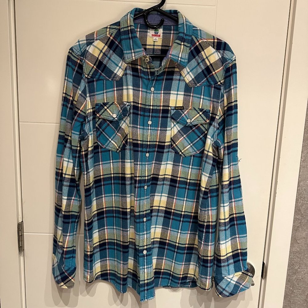 [NWOT] texwood Men's Blue & Yellow Plaid Long Sleeve Button Up